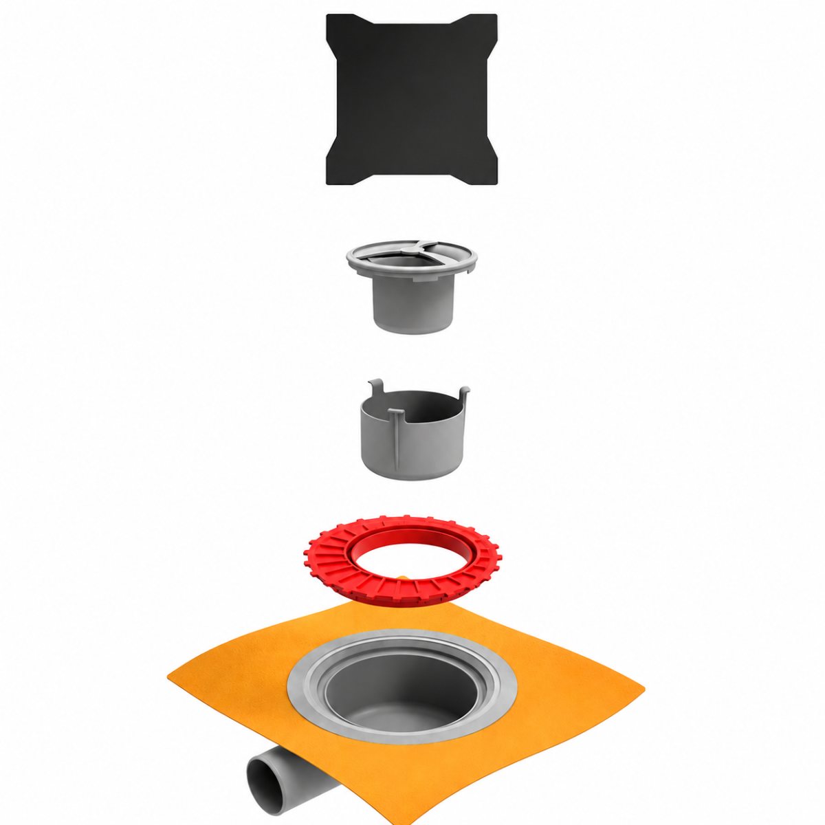 HÜPPE MASTER S_YALITIMLI 10X10 MAT SİYAH YANDAN ÇIKIŞLI + SU GİDERİ