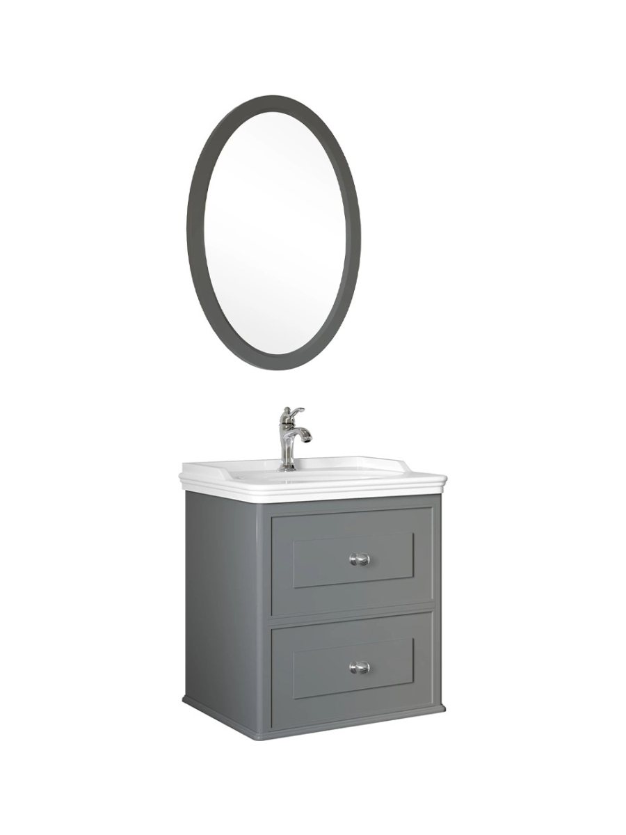 MİRO 65 CM SET (1 DELİKLİ LVB + LVB DOLABI + AYNA) MAT GRİ