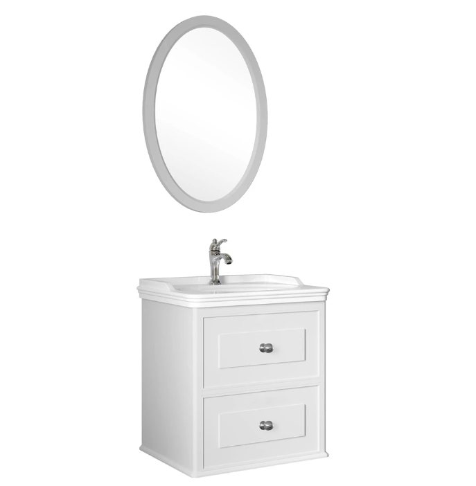 MİRO 65 CM SET (1 DELİKLİ LVB + LVB DOLABI + AYNA) MAT BEYAZ