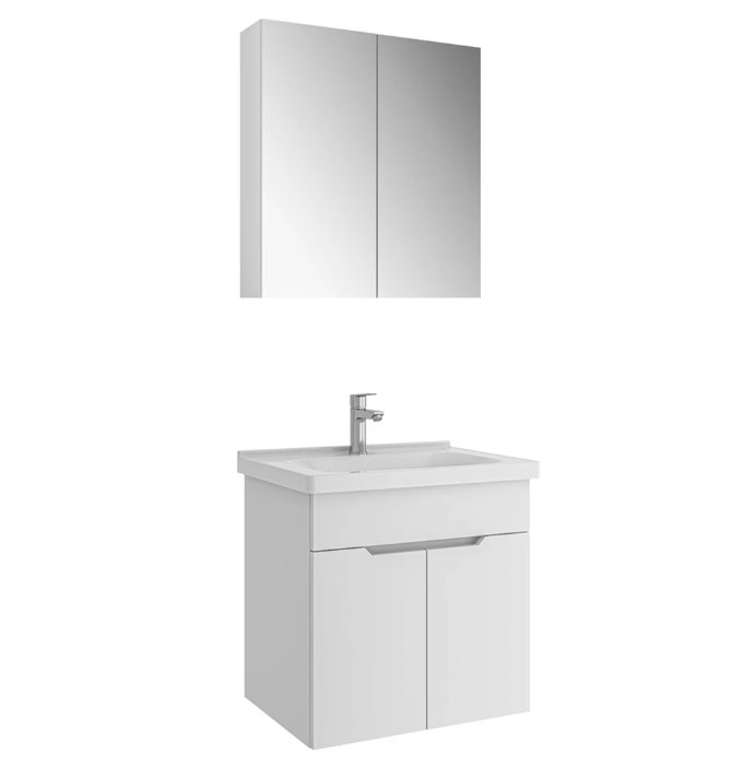 STORA 65 CM SET PARLAK BEYAZ (LAVABO DOLABI + AYNA DOLABI)