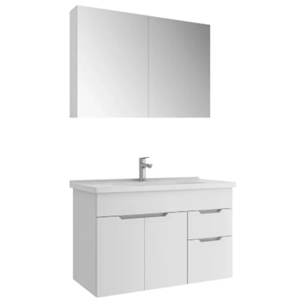 STORA 100 CM SET PARLAK BEYAZ (LAVABO DOLABI+AYNA DOLABI)