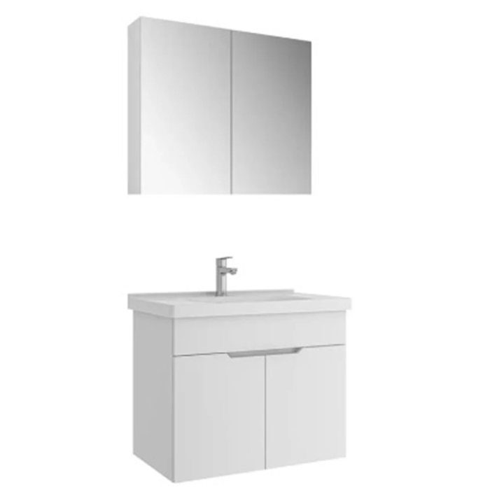 STORA 80 CM SET PARLAK BEYAZ (LAVABO DOLABI + AYNA DOLABI)