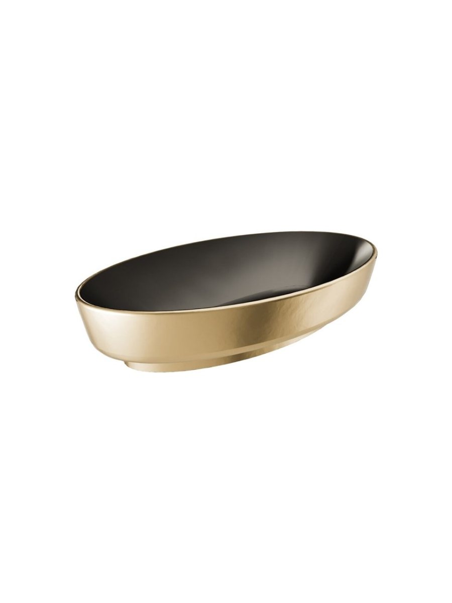 DOVE 70X40 OVAL ÇANAK LAVABO MAT SİYAH - ALTIN