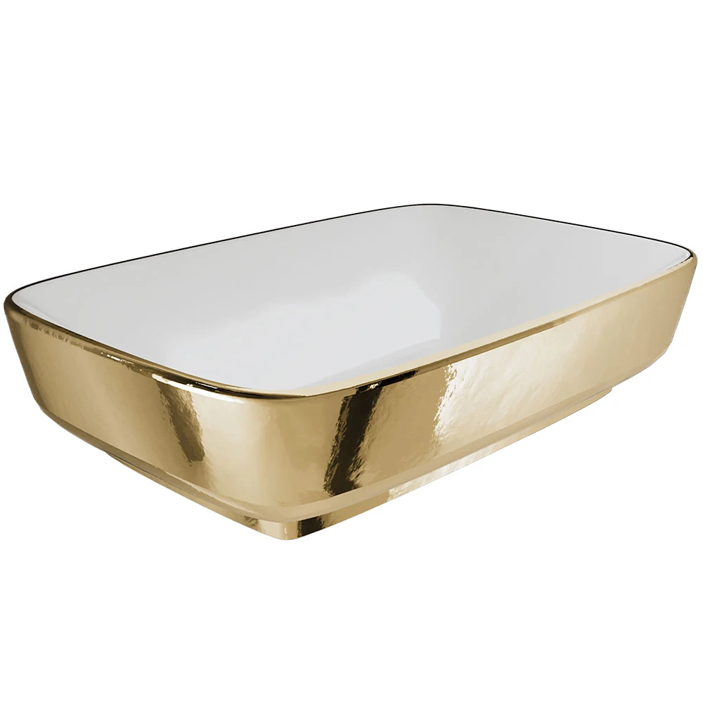 DOVE 60X40 DİKDÖRTGEN ÇANAK LAVABO BEYAZ-ALTIN