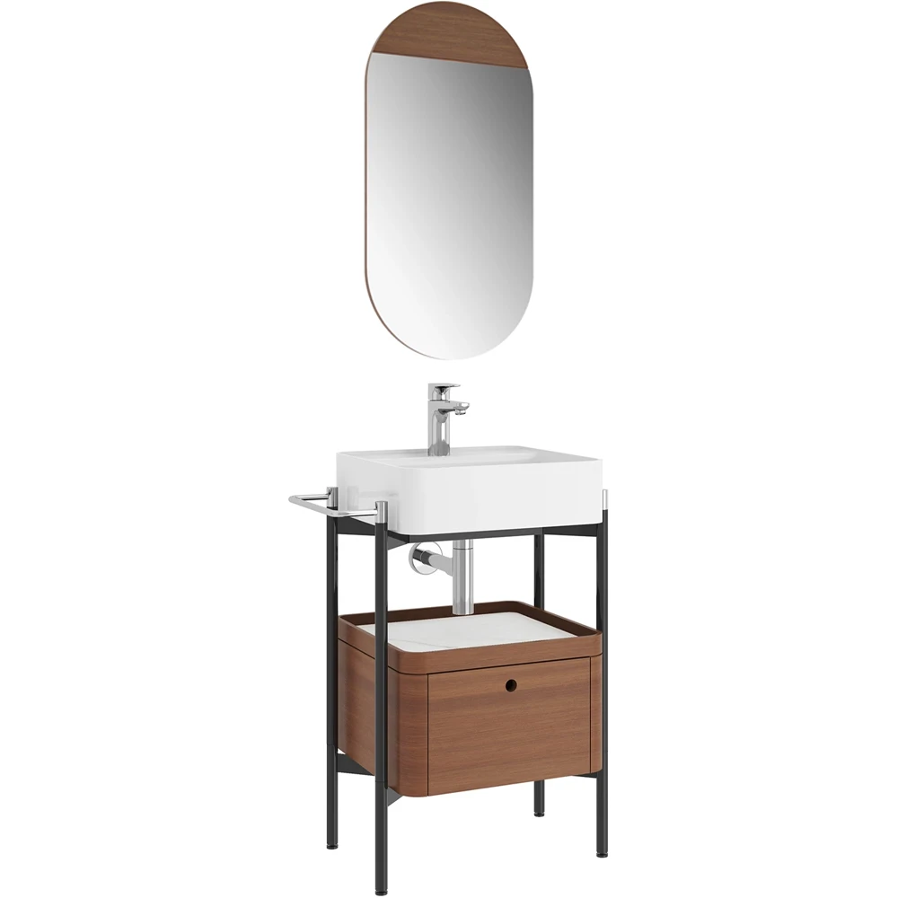 ICON 2.0 KARE SET (DOLAP+AYNA+PARLAK BEYAZ LAVABO+SİFON)