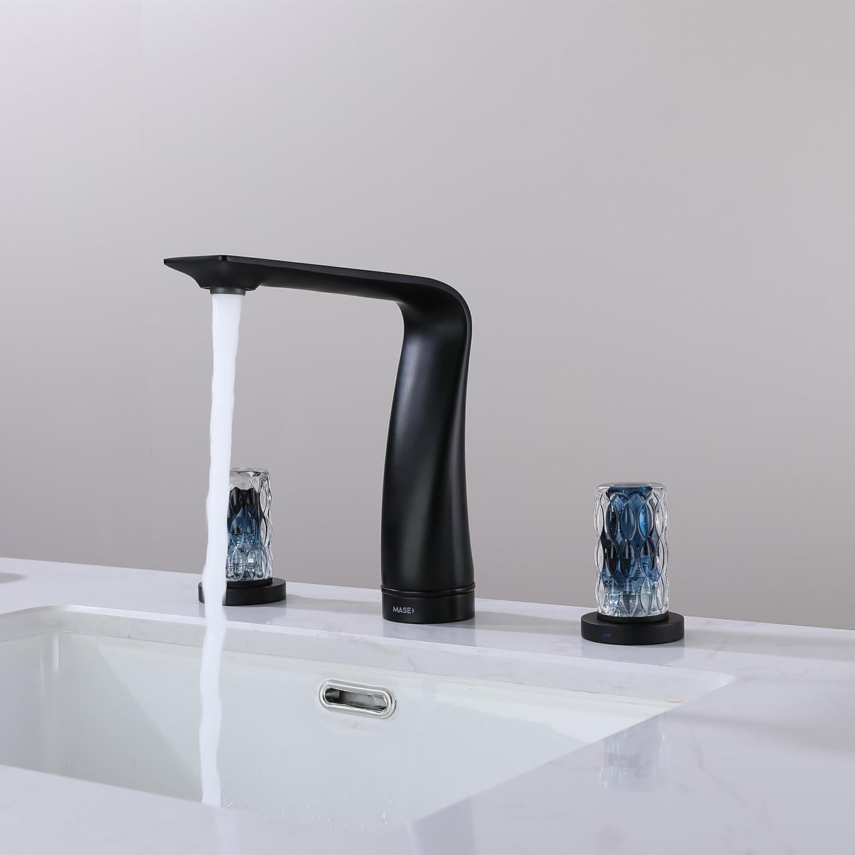 Treasure 3 Delikli Kristal Başlıklı Lavabo Bataryası Gun Grey