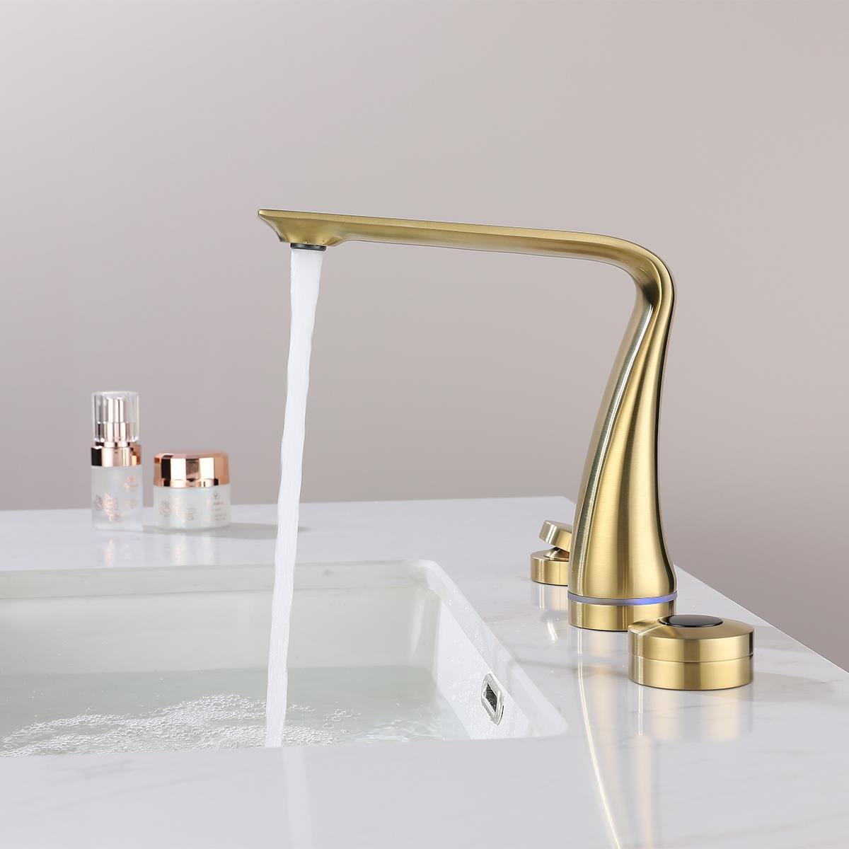 Wind 3 Delikli Sensörlü Lavabo Bataryası Brushed Gold