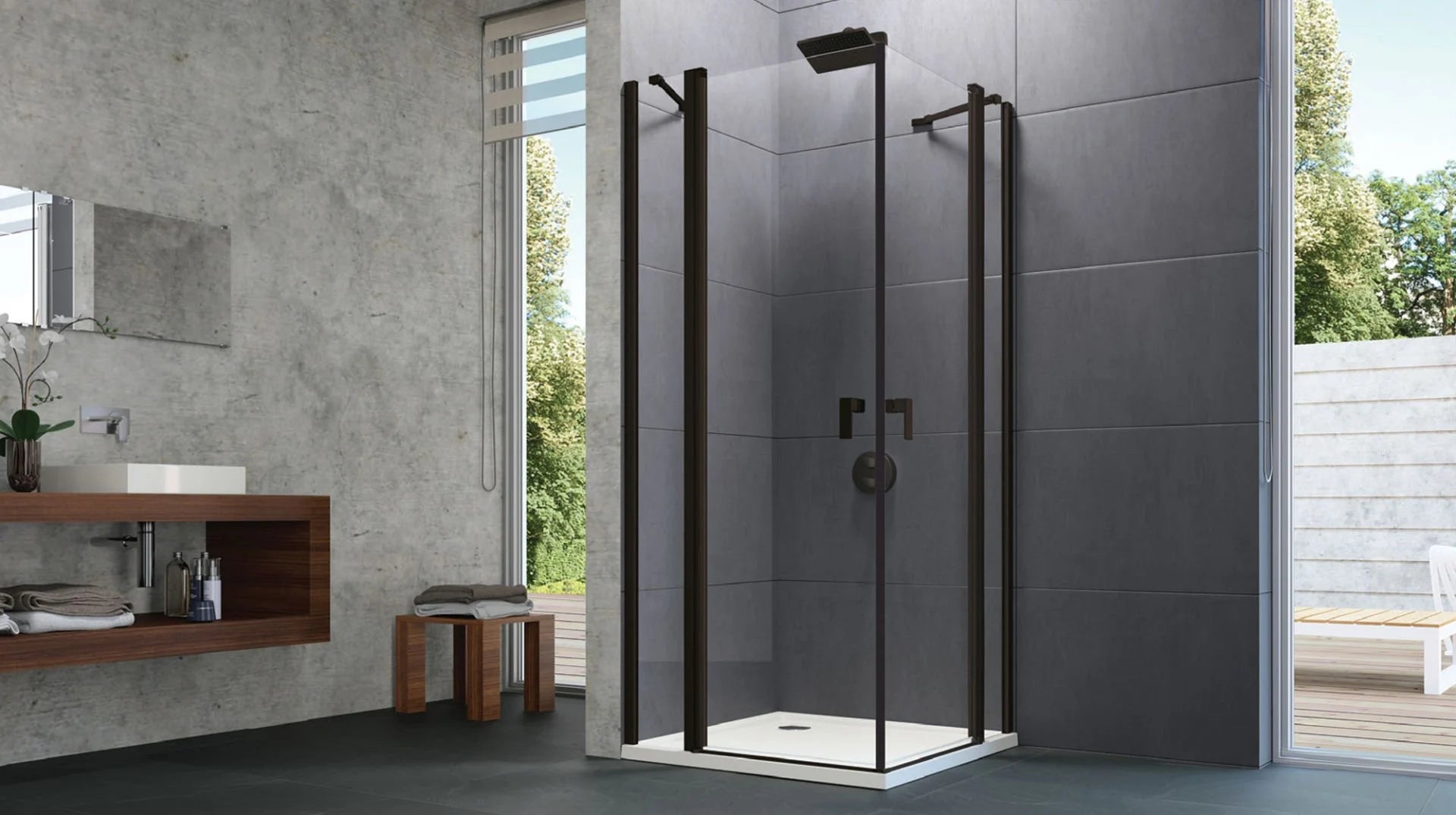 Hüppe Design Pure SAK K DUAL T Şeffaf Cam Duşakabin