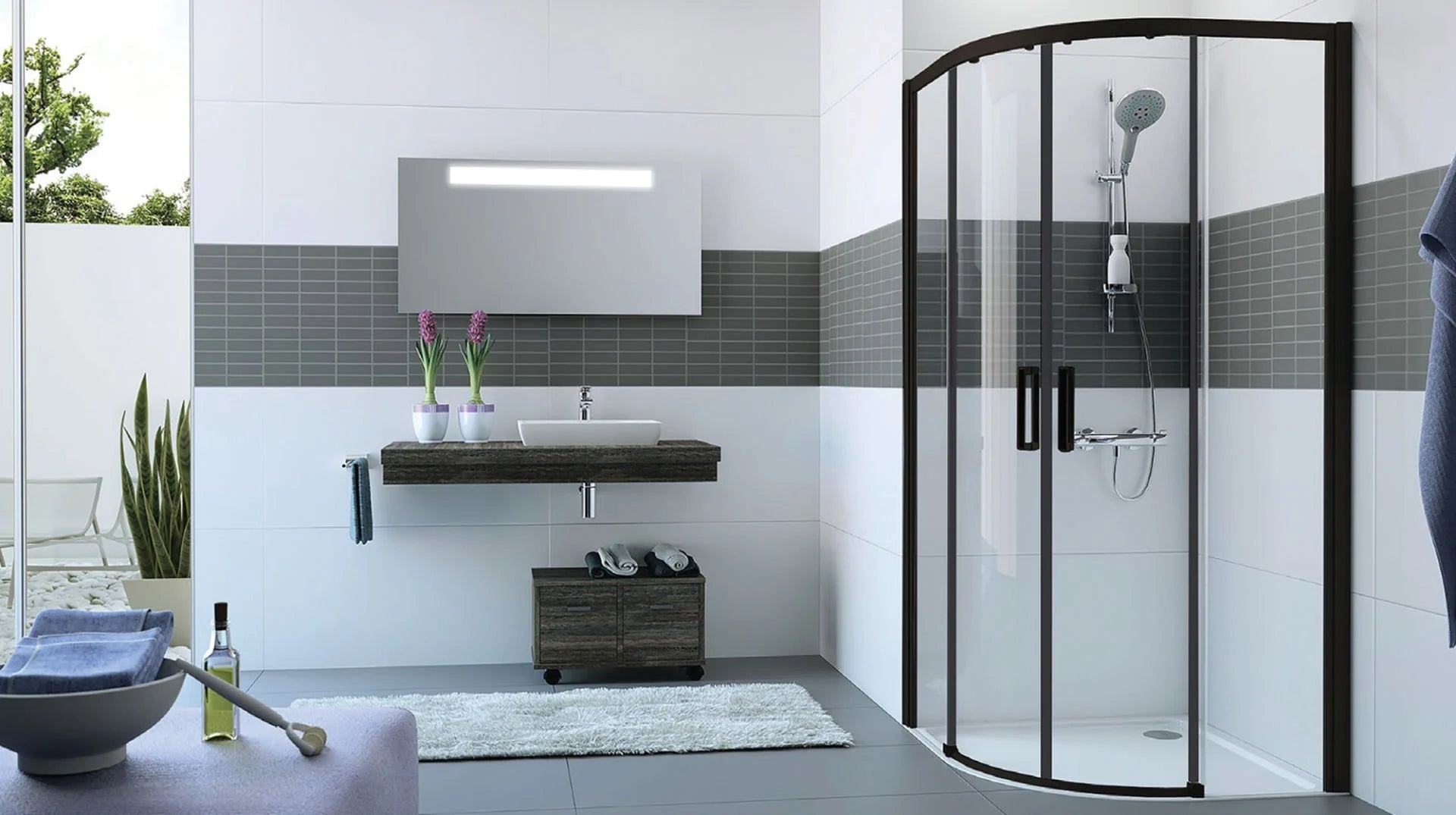 Hüppe Design Pure KY O K2S2 T Şeffaf Cam Duşakabin