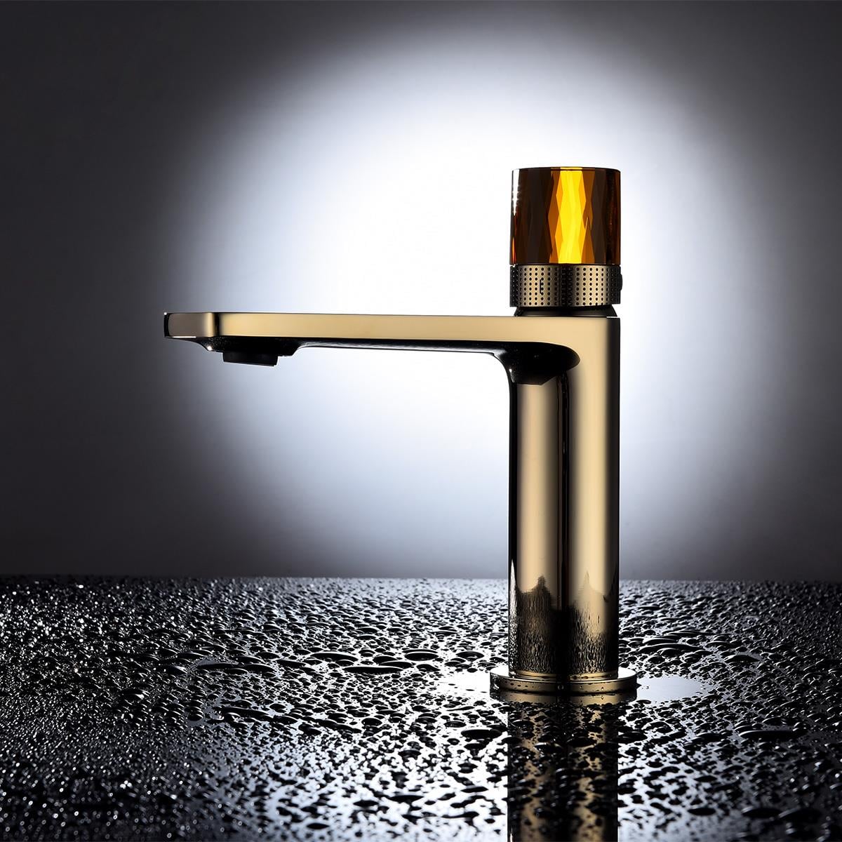 Shine Kristal Başlıklı Lavabo Bataryası Gold