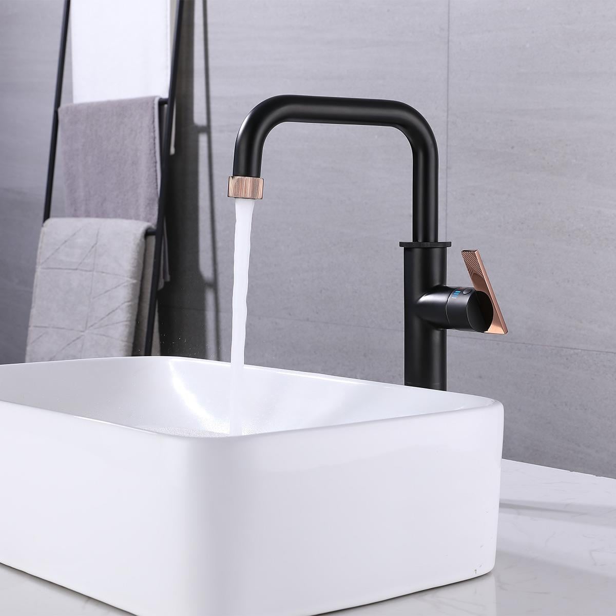 Wing XL Yüksek Lavabo Bataryası Matt Black Rose Gold