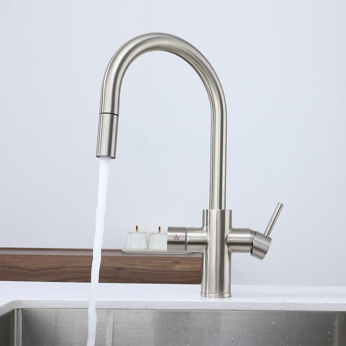 Solar 4'ü 1 Arada Anında Kaynar Su Batarya Sistemi (Brushed Nickel)