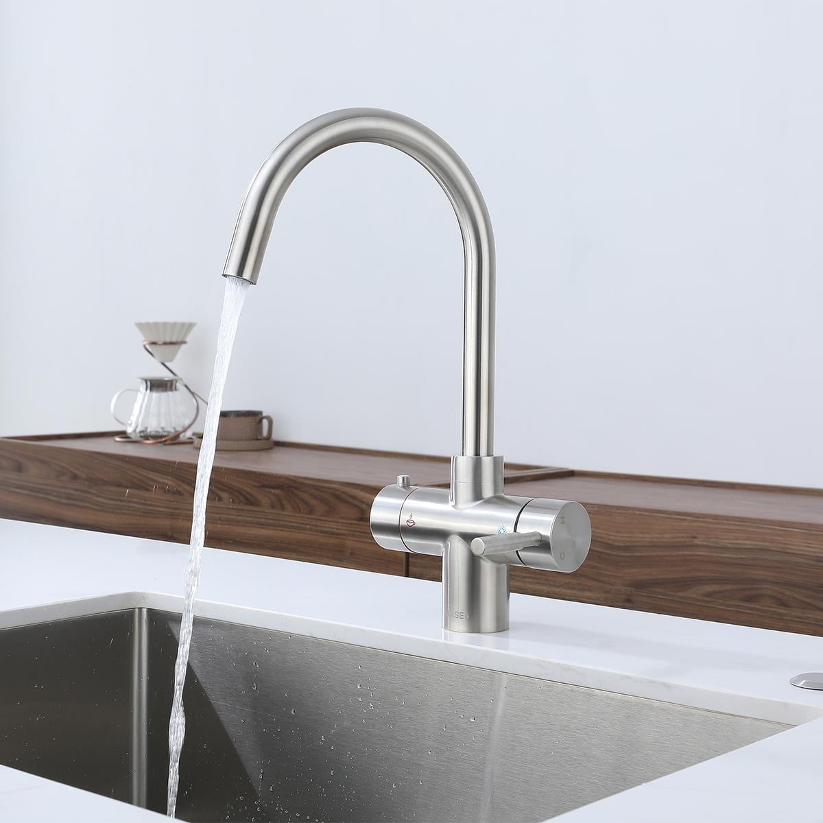 Sparkling 6'sı 1 Arada Anında Kaynar Su ve Soda Batarya Sistemi (Brushed Nickel)