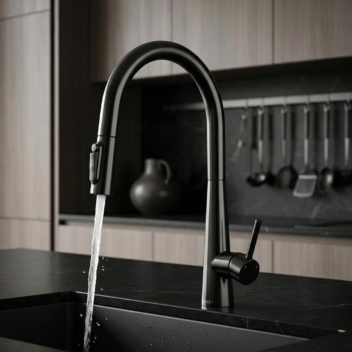 Cosmo 3 Fonksiyonlu Spiralli Mutfak Bataryası PVD Steel Black (Siyah)