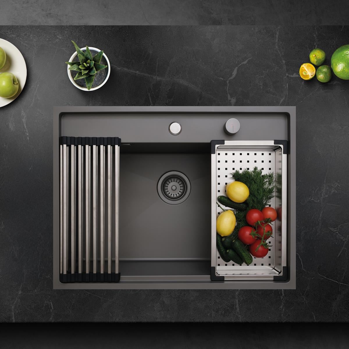 Murano El Yapımı Nano Evye (Seti) 68x51 cm Mat Gri (Gun Grey)