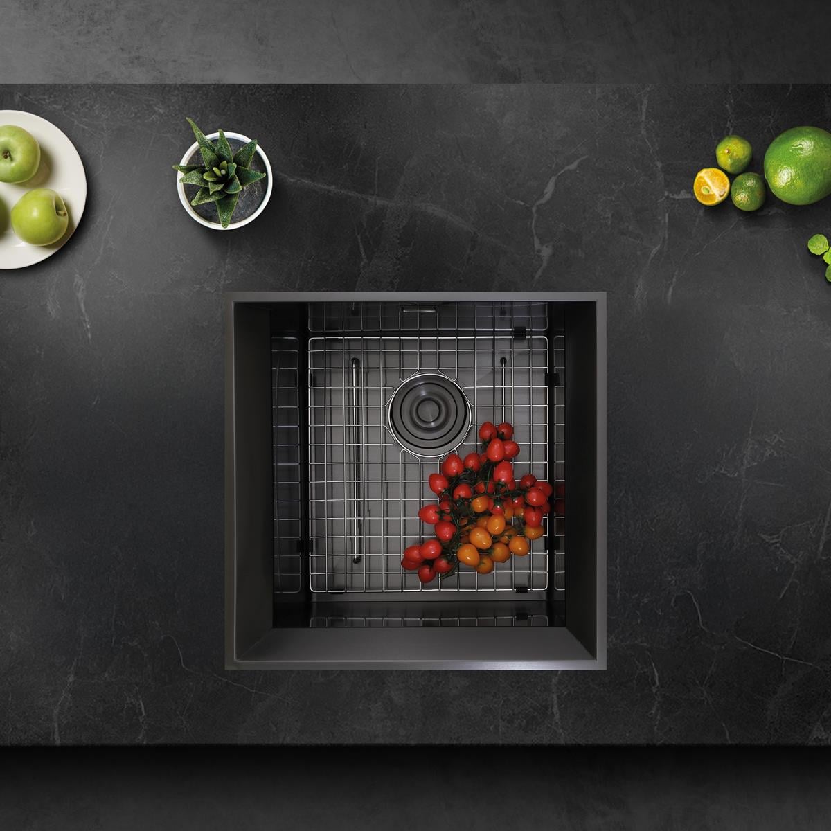 Marea El Yapımı PVD Evye (Seti) 48x48 cm Siyah (Black)