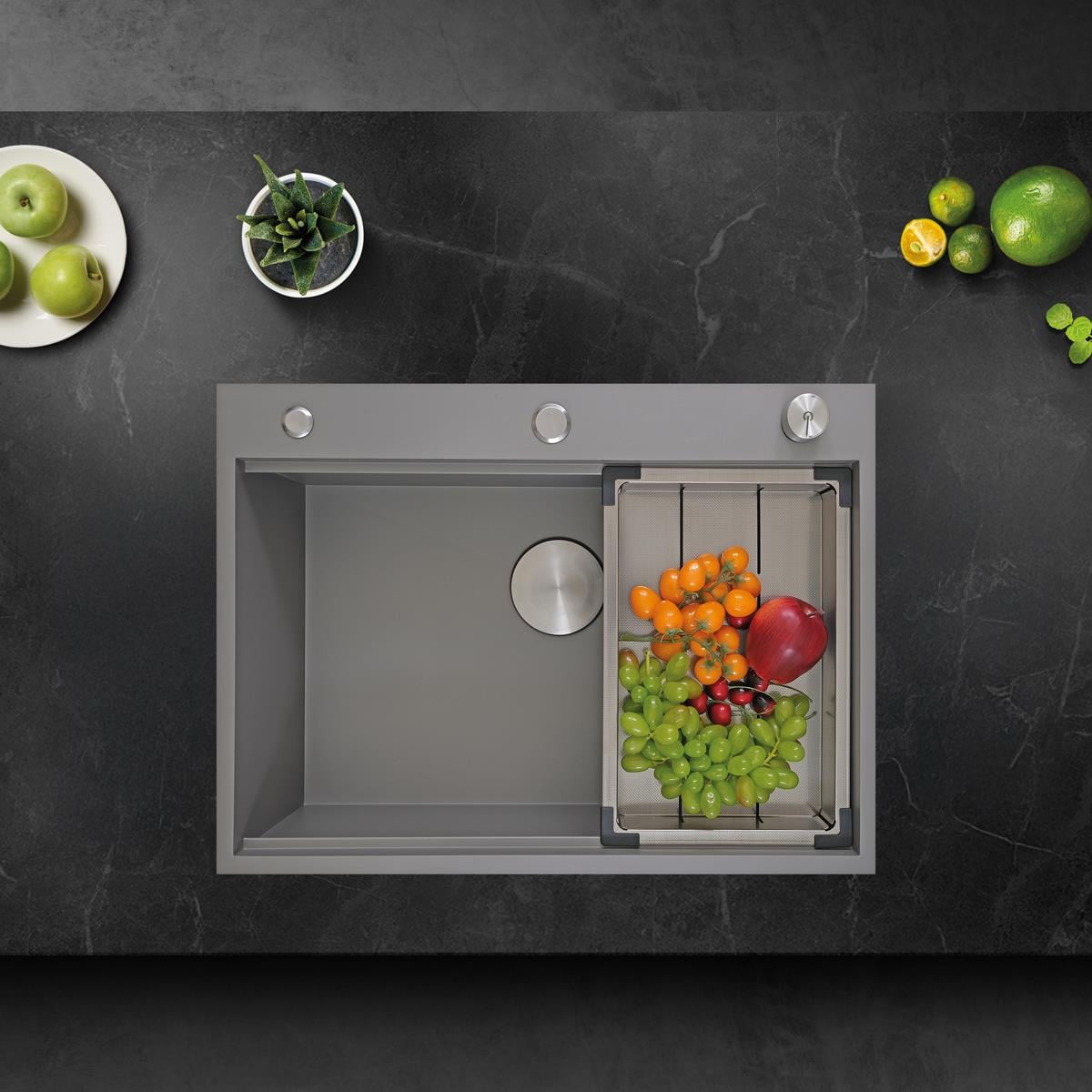 Alia El Yapımı Nano Evye (Seti) 65x48 cm Mat Gri (Gun Grey)