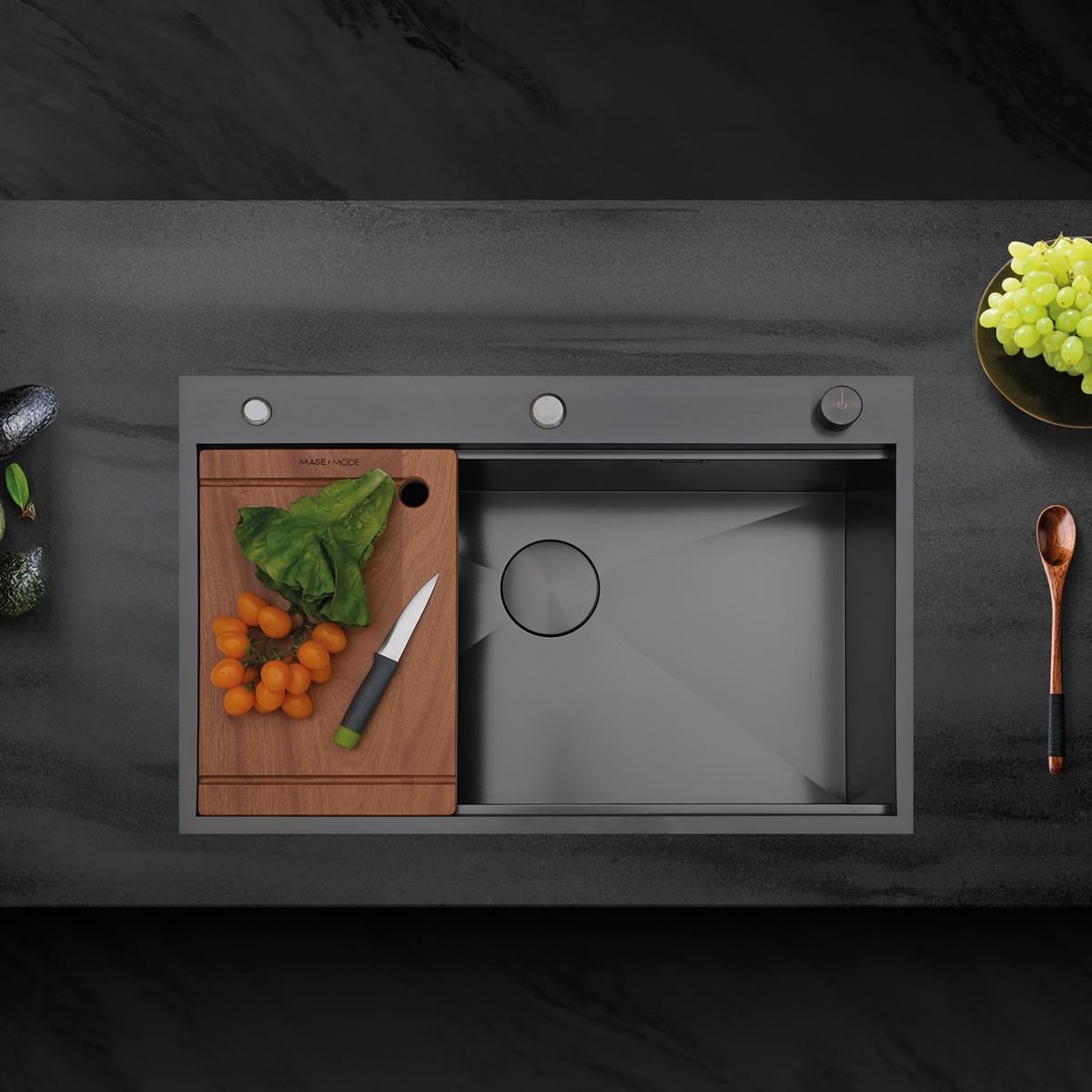 Alia El Yapımı PVD Evye (Seti) 75x48 cm Siyah (Black)