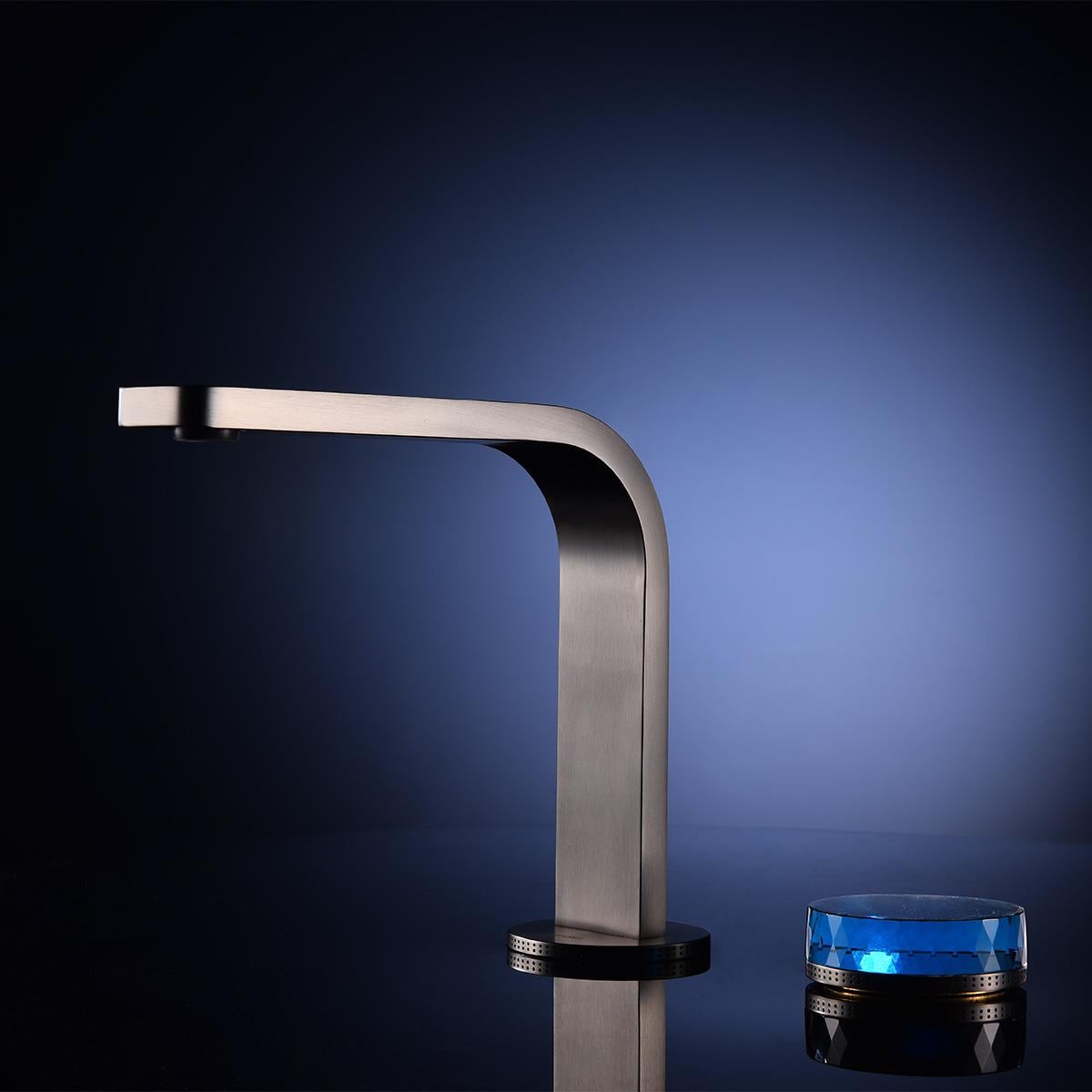 Shine Kristal Başlıklı 2 Delikli Lavabo Bataryası Gun Metal